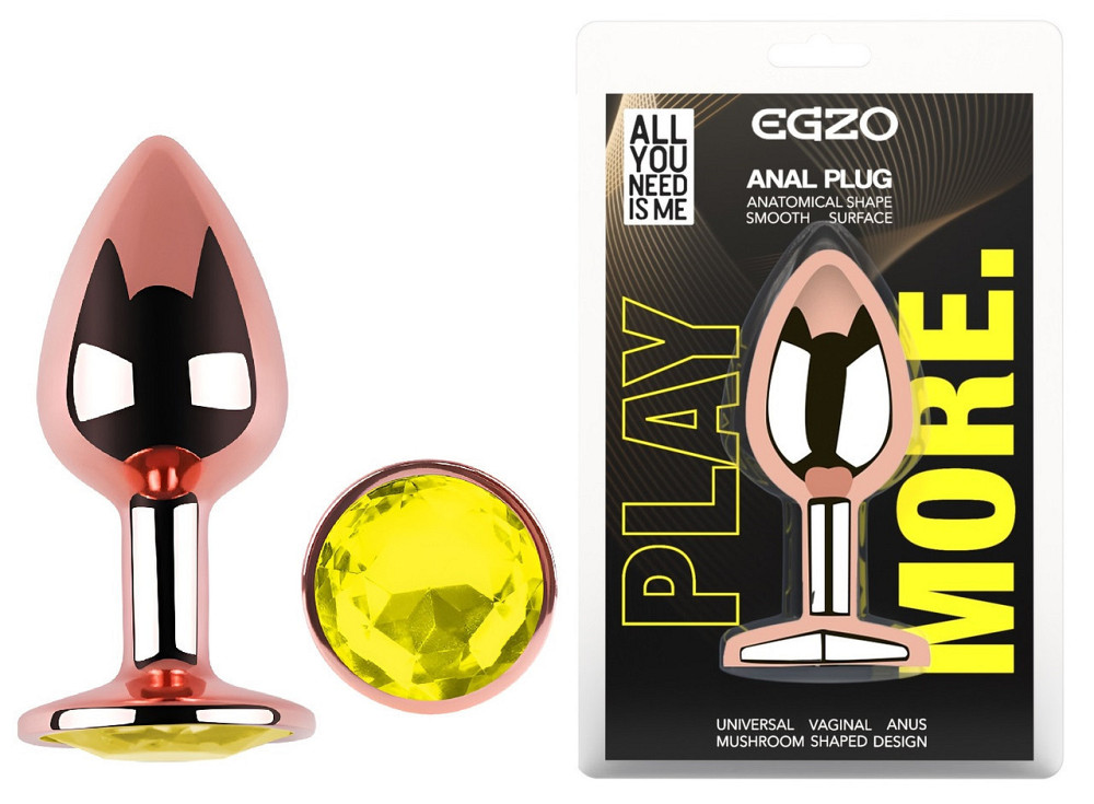 Анальна пробка з кристалом EGZO - Rose Gold Round Plug Lime size M Sex Aura Київ - фото 1