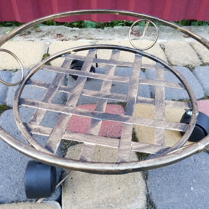 Подставка кованая для цветов на колесах на 1 вазон средняя, стойка под цветы, вазон Киев - изображение 6