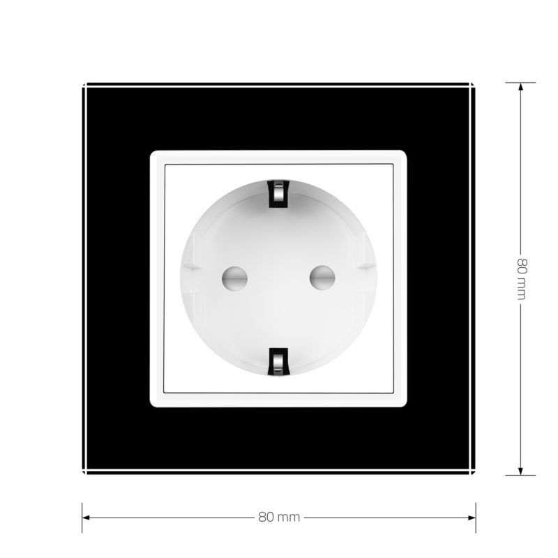 LIVOLO Електрична розетка з заземленням LIVOLO, біла з чорною рамкою, шторки, скло, 250В 16А (V Коломия - фото 4