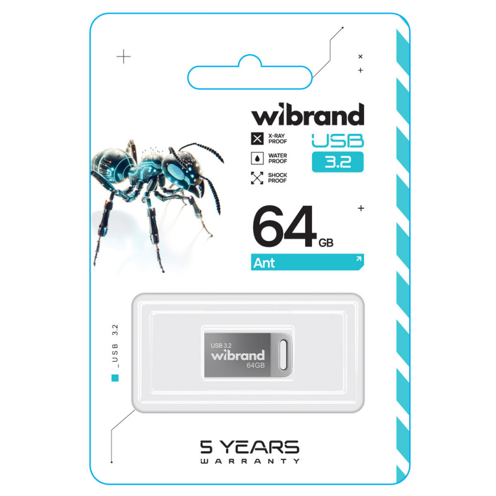 Flash Wibrand USB 3.2 Gen1 Ant 64GB Silver (WI3.2/AN64M4S) Київ - фото 2