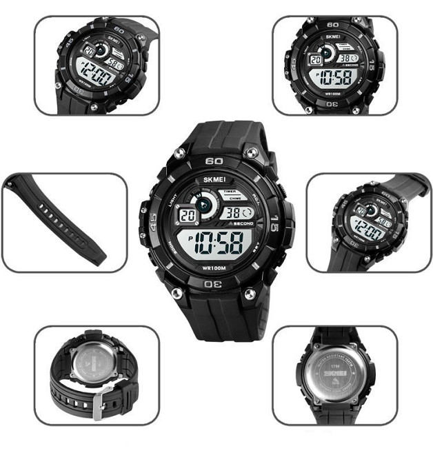 Чоловічий спортивний наручний годинник Skmei 1756 водонепроникний 10 АТМ (Чорний) Вінниця - фото 10