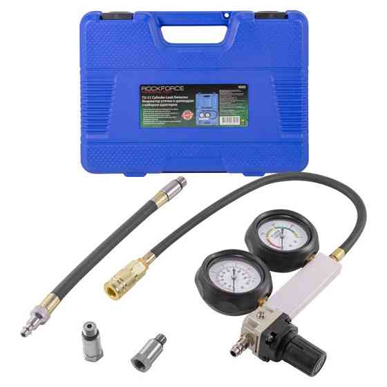 Тестер витоку в циліндрах з набором адаптерів, 4 пр (0-7 bar, М12х1.25, М14х1.25) ROCKFORCE RF-902G3 Одеса