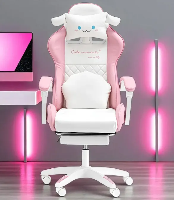 Геймерское кресло для девочек G892 | Розовое кресло с подушками и подставкой для ног Львов - изображение 6