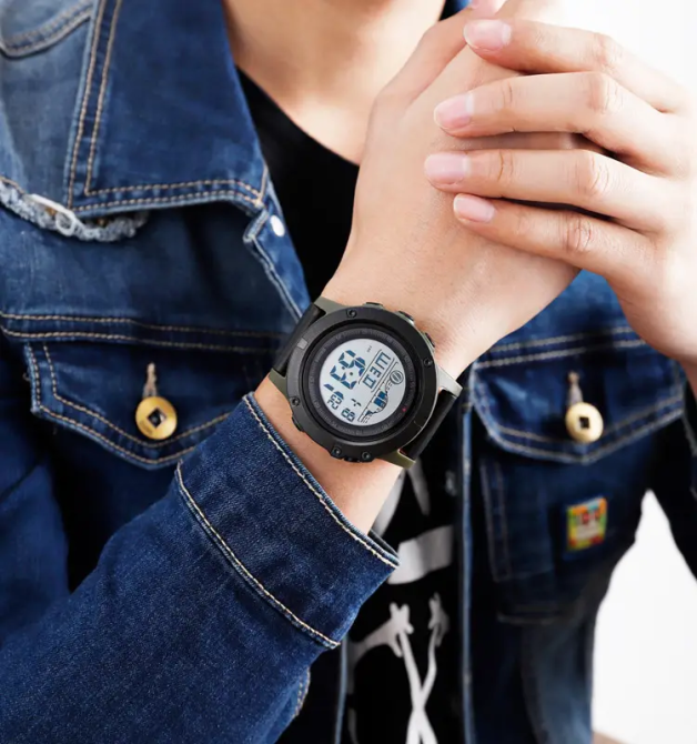 Чоловічий наручний годинник Skmei 1476 (Зелений із білим циферблатом) Київ - фото 5