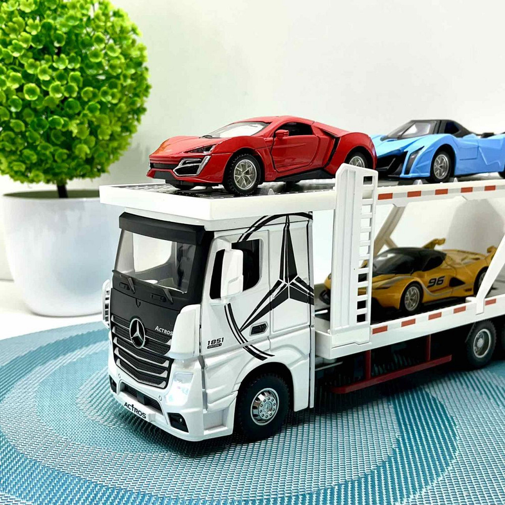 Трейлер з машинками світлові та звукові ефекти масштаб 1:24 Білий (53522-46) Чернигов - изображение 5