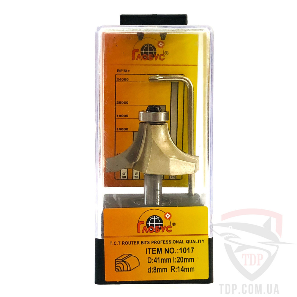 Фреза по дереву ГЛОБУС 1017 R20 D53 h25 d12 кромочная калевочная Коломыя - изображение 2