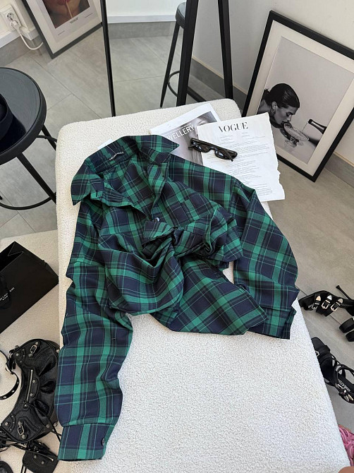 Женская классическая рубашка в клетку оверсайз кроя костюмный тиар Одесса - изображение 6