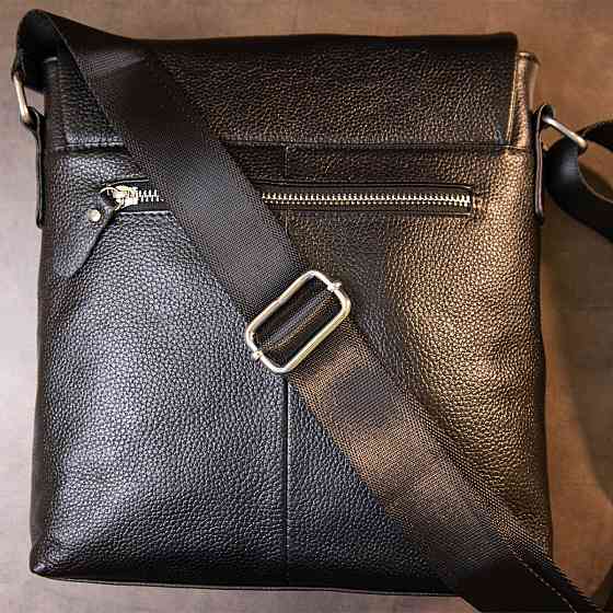 Сумка чоловіча класична з клапаном Чорна (Vintage) Київ