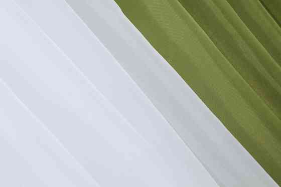 Кухонные шторки VR-Textil № 096к с подвязками оливковый с белым 400х170 см (50-804) Киев