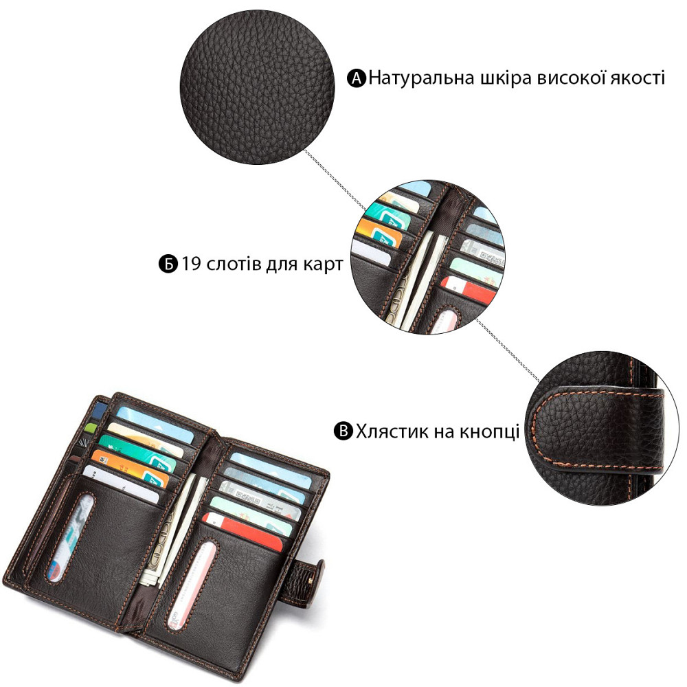 Большая кредитница Vintage 14924 Коричневая Киев - изображение 4