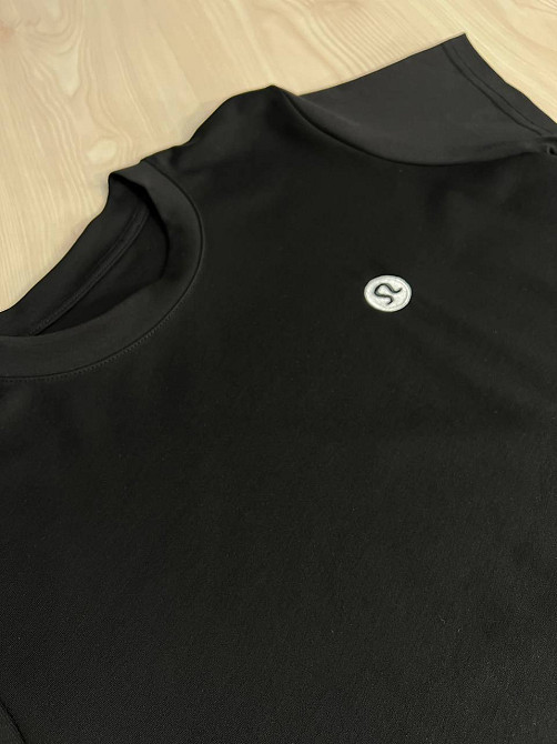 Футболка женская A-N 26048 базовая средняя длина классическая вышивка омега, черный, one size Киев - изображение 5