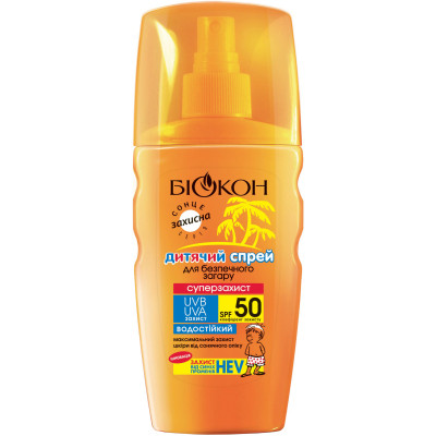 Средство для загара Біокон Детский спрей для безопасного загара Суперзащита SPF-50 160 мл (4820008318404) Винница - изображение 1