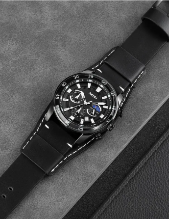 Чоловічий наручний класичний годинник Skmei 9249 (Чорний з чорним дисплеєм) Київ