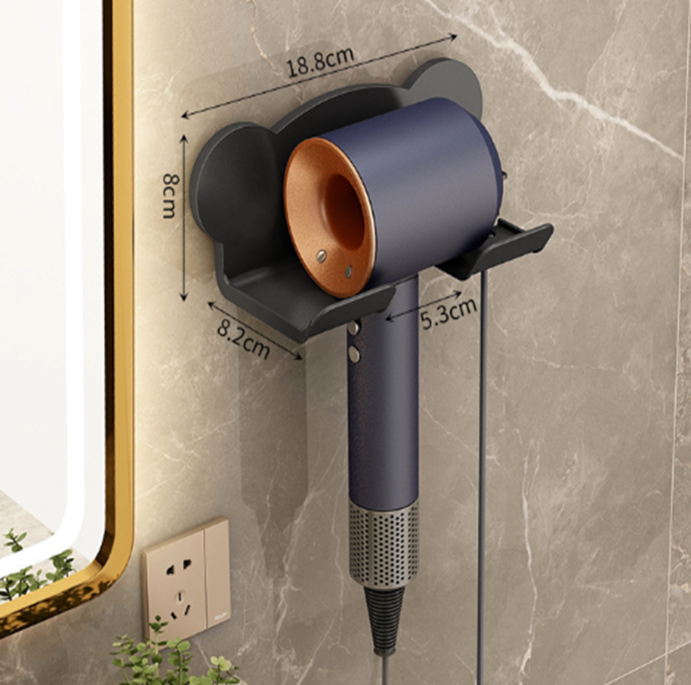 Настінний тримач для фена із пластику, аксесуар для ванної кімнати, 18,8×8,2×8 см, чорний колір Кам'янець-Подільський - фото 4
