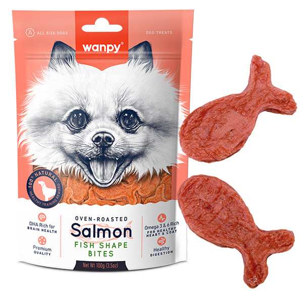 Wanpy Salmon Fish Shape Bites ВАНПІ ШМАТОЧКИ ЛОСОСЯ РИБКИ ласощі для собак Київ - фото 1