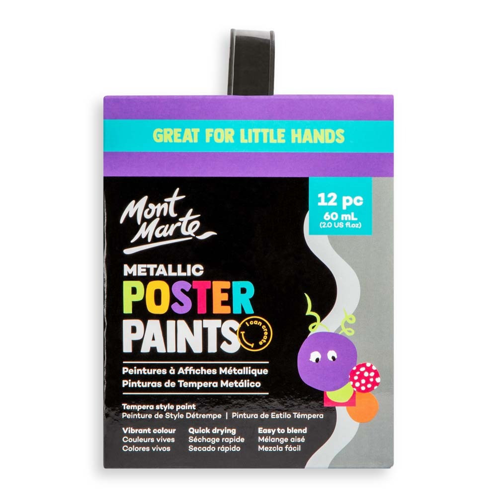 Металлические краски для плакатов постеров Mont Marte Metallic Poster Paints 12pc x 60ml Каменец-Подольский - изображение 2