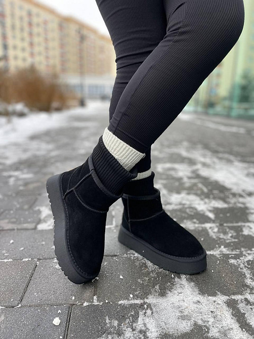 Hengji Угги жіночі HENGJI чорні натуральна замша высота 13 см размер 36-40 (T56-1) Коломыя - изображение 5