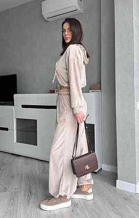 Жіночий стильний костюм з турецького королівського велюру Бежевий, 42/44 Одеса