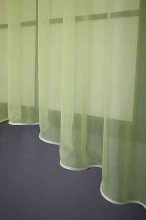 Кухонный тюль арка с ламбрекеном VR-Textil № 025к Бледно-салатовый с белым 270х170 см (52-0769) Киев