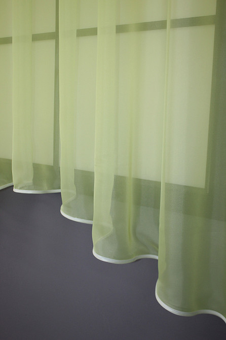 Кухонний тюль арка з ламбрекеном VR-Textil № 025к Блідо-салатовий з білим 270х170 см (52-0769) Київ - фото 5