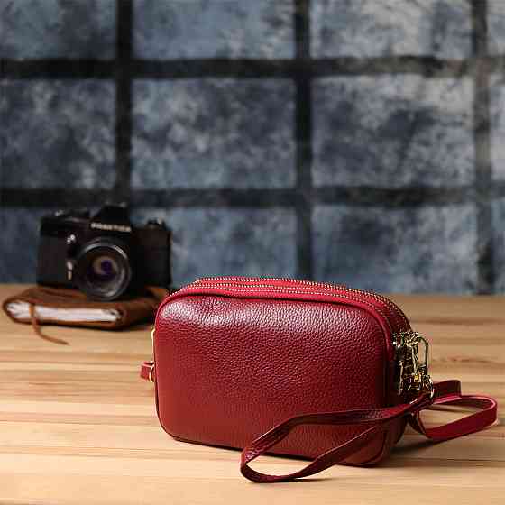 Сумка на три отделения для женщин из натуральной кожи Vintage 22889 Бордовый Киев