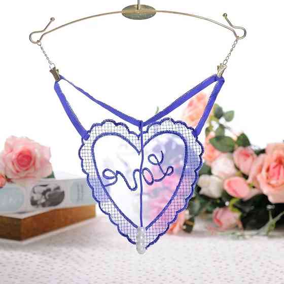 Трусики з намистинками сині відверті - розмір універсальний, резинка тягнеться до 84см Київ