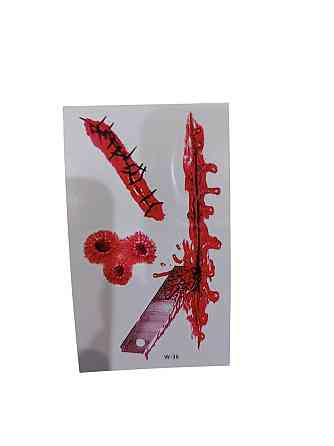 Наклейки тату для Хелловіну на тіло 10 на 6 см червоний Київ