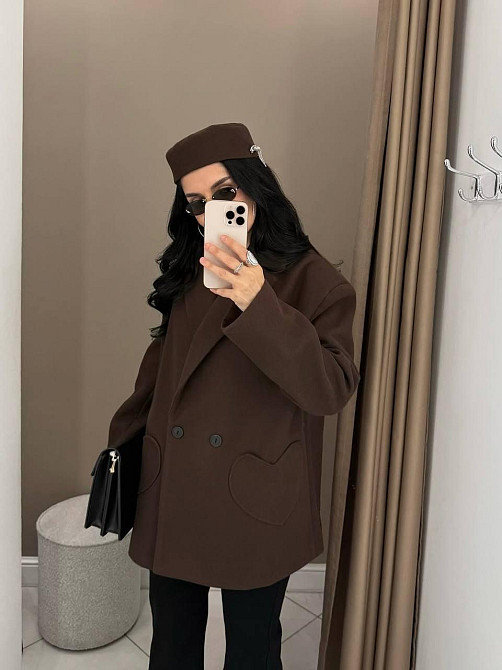 Женское элегантное пальто на подкладке турецкий кашемир Шоколад, 48/52 Одесса - изображение 5