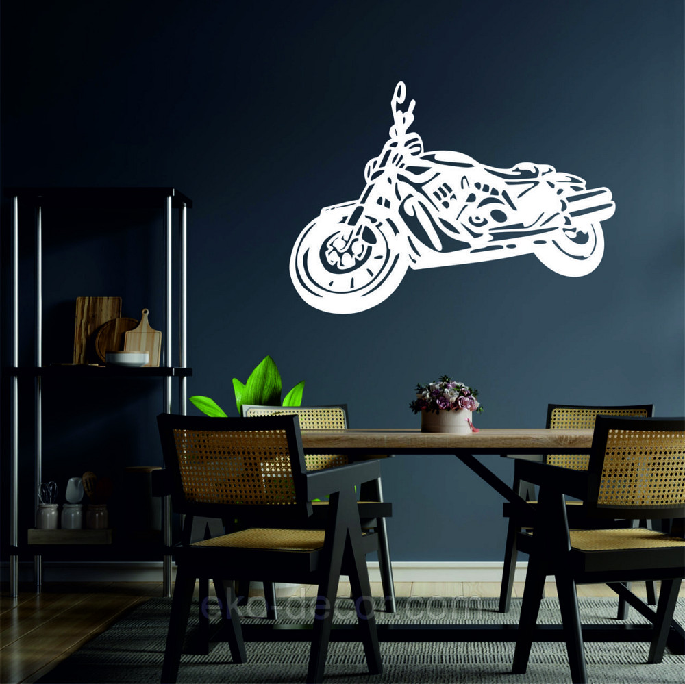 Декоративне настінне Панно «Мотоцикл» Декор на стіну 90*64 см, Білий Київ - фото 6
