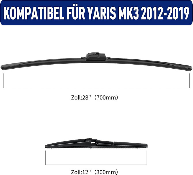 Щетки стеклоочистителя Wifko для Toyota Yaris MK3 2012–2019, передние + задние, комплект всесезонных Киев - изображение 3
