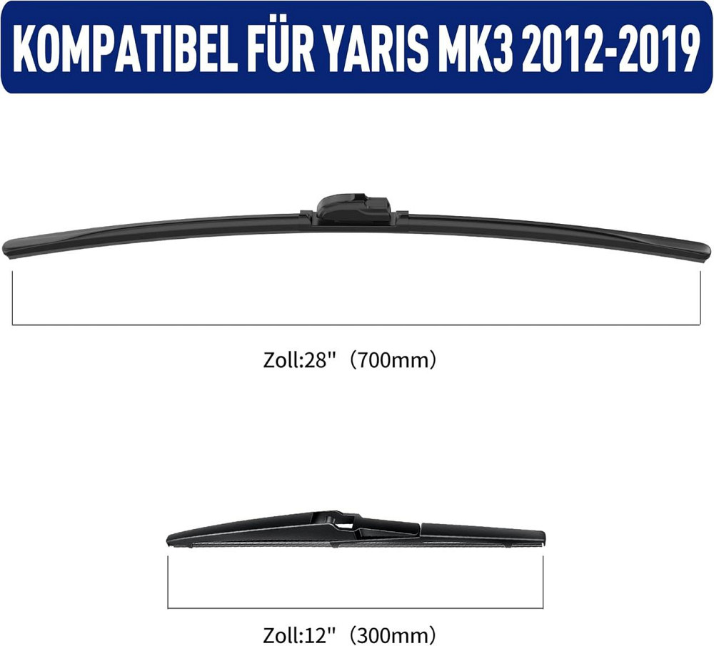 Щітки склоочисника Wifko для Toyota Yaris MK3 2012–2019, передні + задні, комплект всесезонних двірників Київ - фото 3