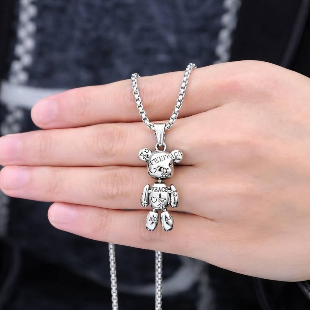 Подвеска медвежонок серебристая с цепочкой 60 см, кулон медведь стильный Киев - изображение 3