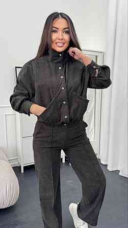 Женский стильный повседневный костюм двойка бомбер+брюки Хаки, 42/44 Одесса