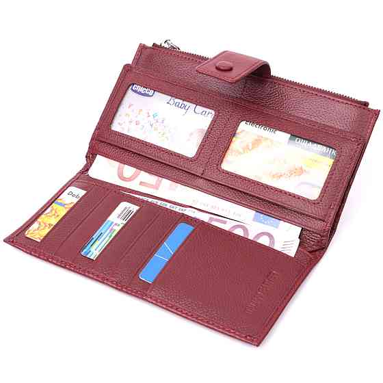 Вертикальний жіночий гаманець-клатч із натуральної шкіри ST Leather 22535 Бордовий Київ