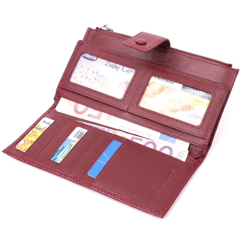 Вертикальний жіночий гаманець-клатч із натуральної шкіри ST Leather 22535 Бордовий Київ - фото 6