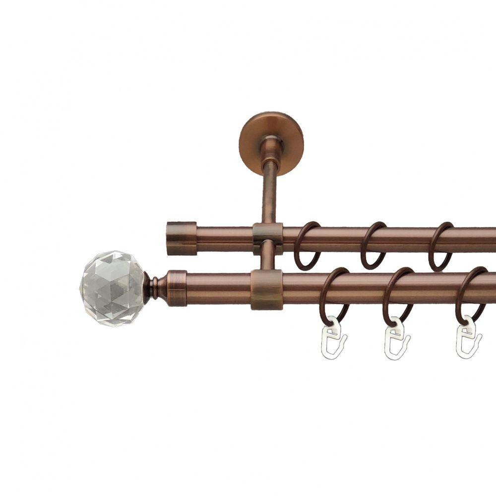 Карниз Orvit Люміера металевий дворядний закритий гладка труба кільце металеве Мідь 19\16 мм 240 см Львов - изображение 1