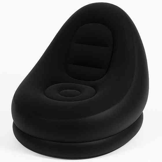 Надувное кресло с пуфиком 2в1 (116х98х83см, до 100кг) Air Sofa + насос, Черный Київ