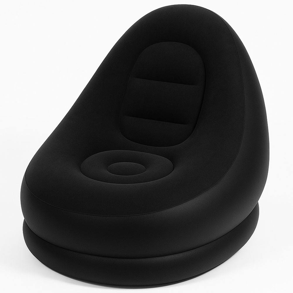 Надувное кресло с пуфиком 2в1 (116х98х83см, до 100кг) Air Sofa + насос, Черный Київ - фото 6