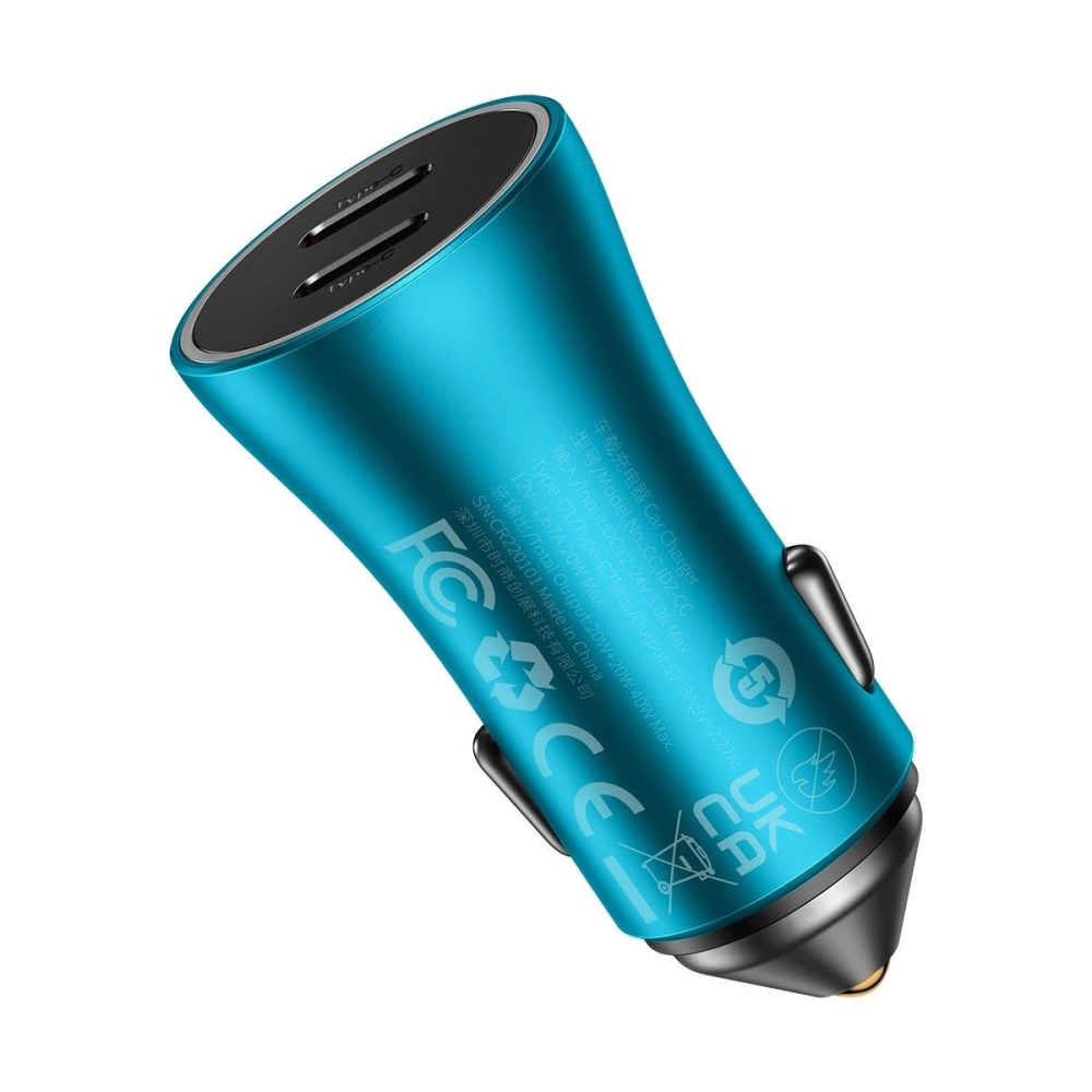 Автомобильное зарядное устройство Baseus Golden Contactor Pro Dual Fast Charger Car Charger C+C 40W Blue Одесса - изображение 5