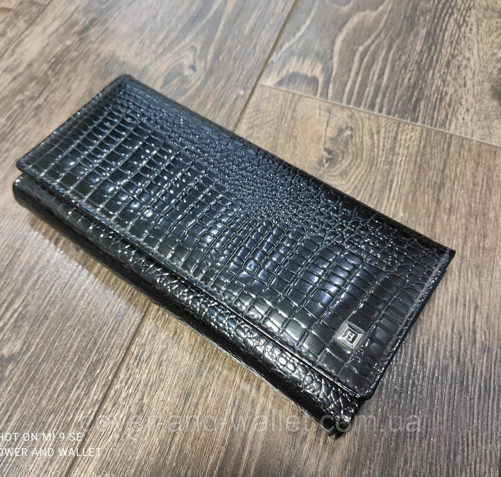 Черный лаковый женский кожаный кошелек с монетницей Horton AE 150 Киев - изображение 1