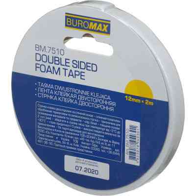 Скотч Buromax двухсторонний на пенной основе 12 мм х 2 м (BM.7510) Винница