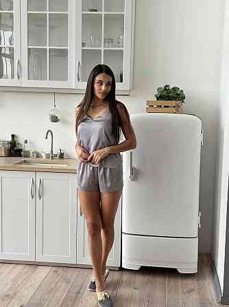 Пижама женская шелковая с шортами Серый XL/XXL Харьков