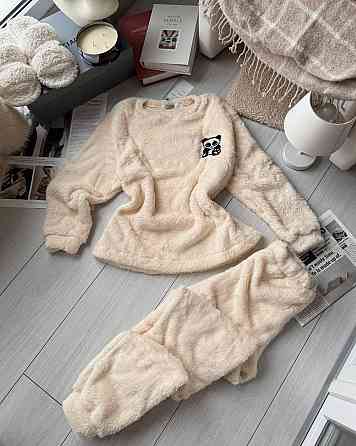 Женская теплая повседневная пижама двухсторонняя махра Одесса