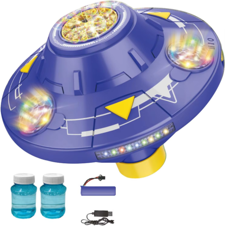 Генератор мильних бульбашок, бульбашкова машина на акумуляторі для дітей, космічна тарілка, синій Кам'янець-Подільський
