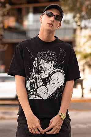 Футболка для хлопчика з аніме принтом Джоджо С Бізарре Адвентуре оверсайз (зріст від 165 до 180) Чорний AnimeJ0288m Дніпро
