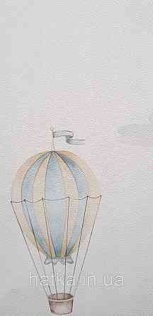 Шпалери флізелінові еко Rasch Kids World II 0.53х10 дитячі повітряні кулі хмари блакитні коричневі на білому Київ