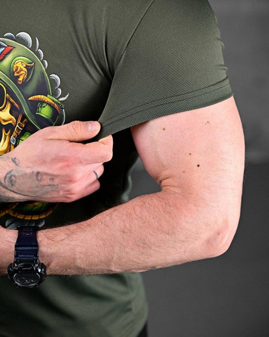 Тактическая мужская футболка принт кобра олива Одесса - изображение 8