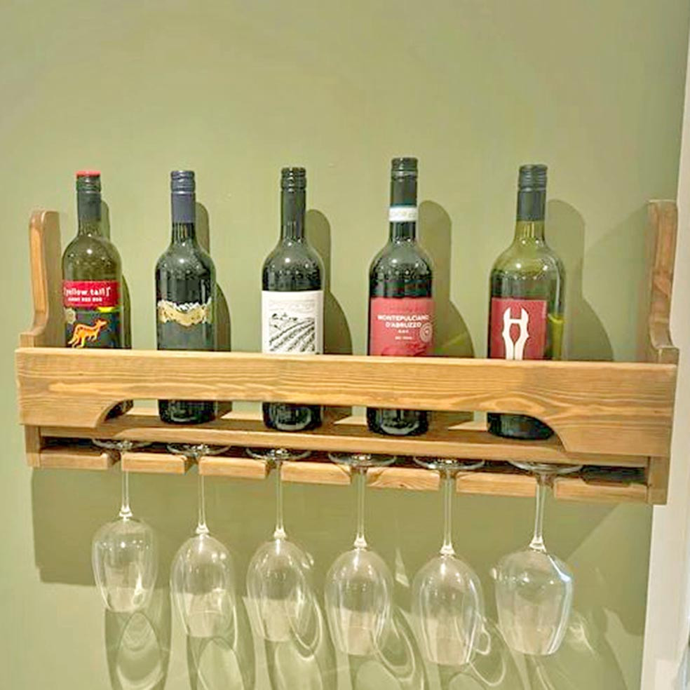 Настінна винна полиця "Хасіма" сієна Миколаїв - фото 1