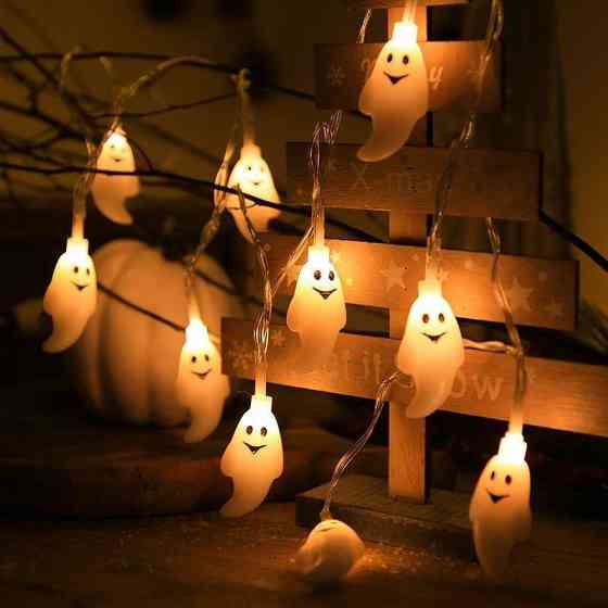 Гирлянда Хэллоуин Привидения 150 см 10 led 5 на 2 см белый Киев