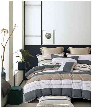 Ecotton Комплект постільної білизни Ecotton двоспальний Сімейний 150х215 см Смуги молочний Коломыя